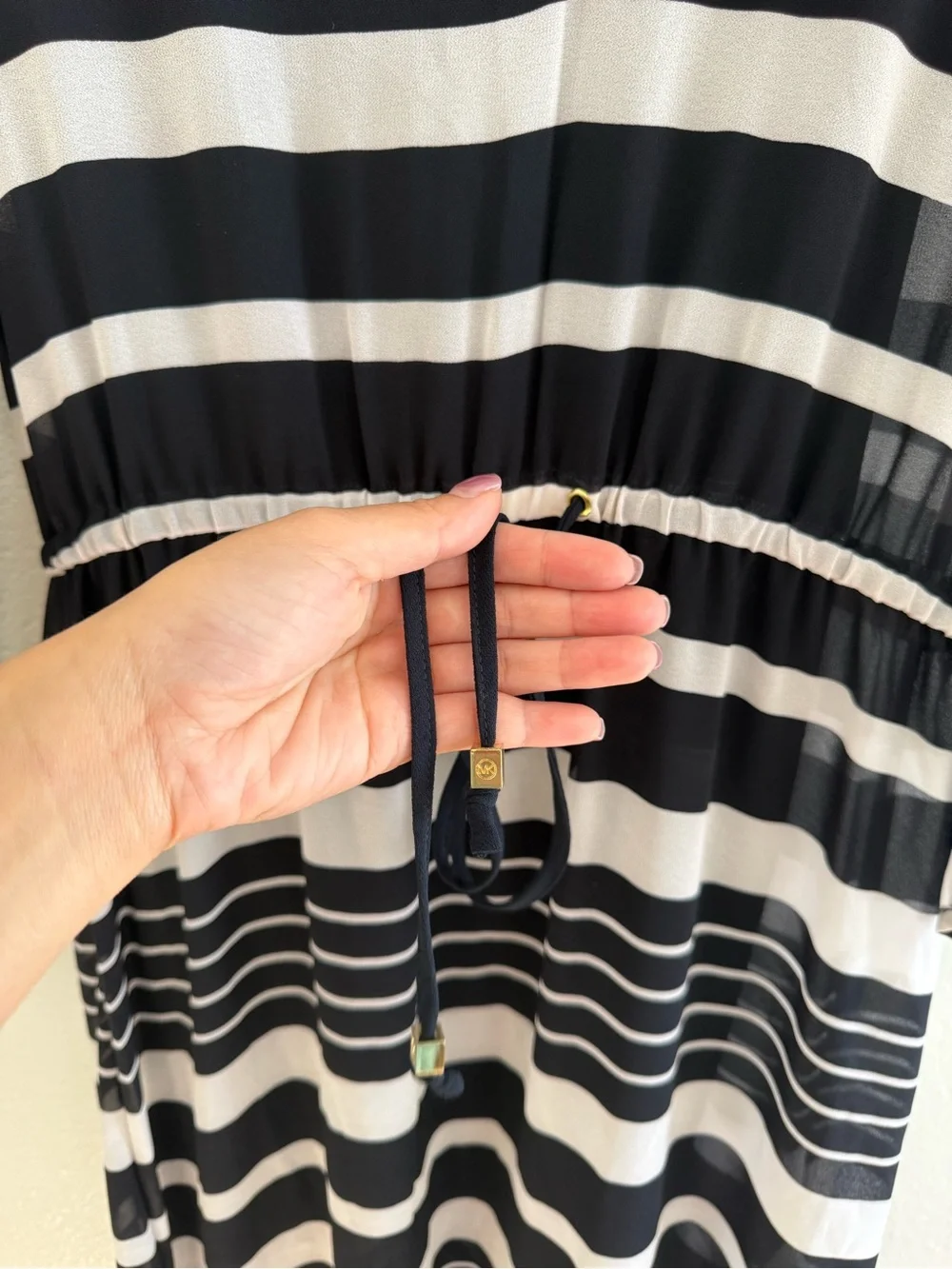 MICHAEL Michael Kors Striped V-Neck Chiffon Maxi Dress Size Small NWT